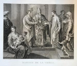 MATRIMONIO DE LA VIRGEN - HENRIQUEZ Benoit Louis - grabado a buril